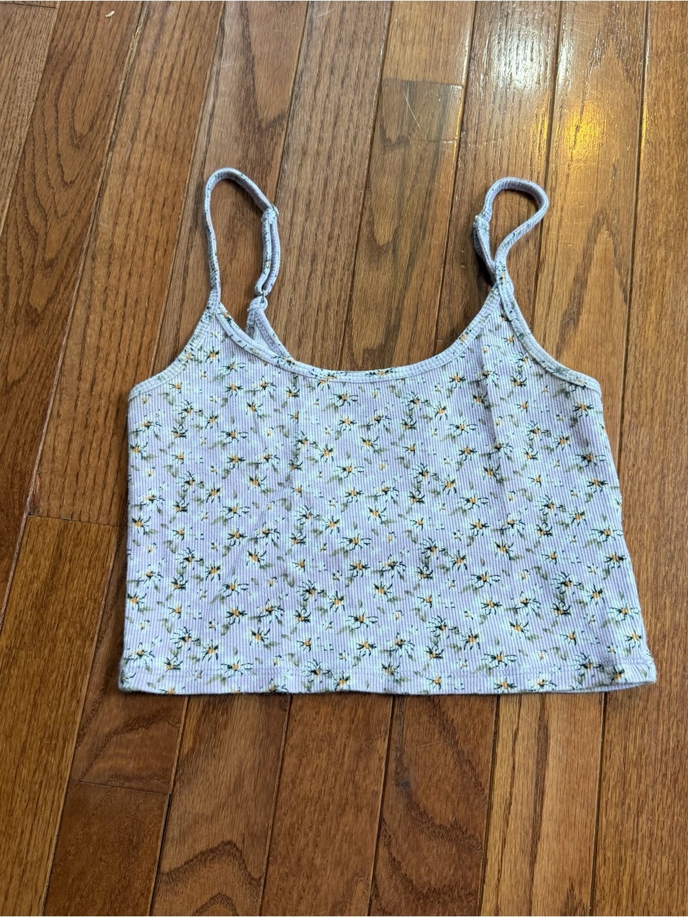 Hollister Lavender Floral Ribbed Cropped Tank